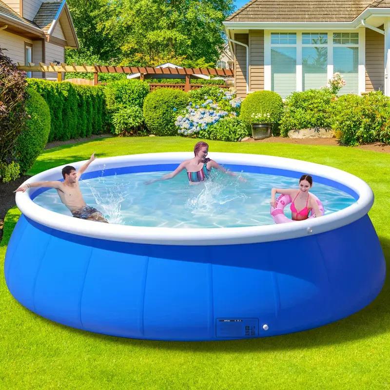 Durable Inflatable Swimming Pool with PVC Construction, Quick Water Management, Easy Setup and Storage, 96" L x 96" W x 25" H, Blue