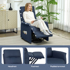 Power Lift Chair for Elderly, Fabric Recliner Sofa with Remote Control, Side Pockets, Quick Assembly, Deep Blue