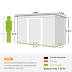 9' x 4' Metal Outdoor Storage Shed, Tool House with Double Lockable Doors for Backyard, Patio, Lawn, Garage, Dark Gray