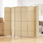Folding Room Divider Screen 6 Panel 5.6' Tall Privacy Screen Freestanding Room Partition for Home Office, Beige