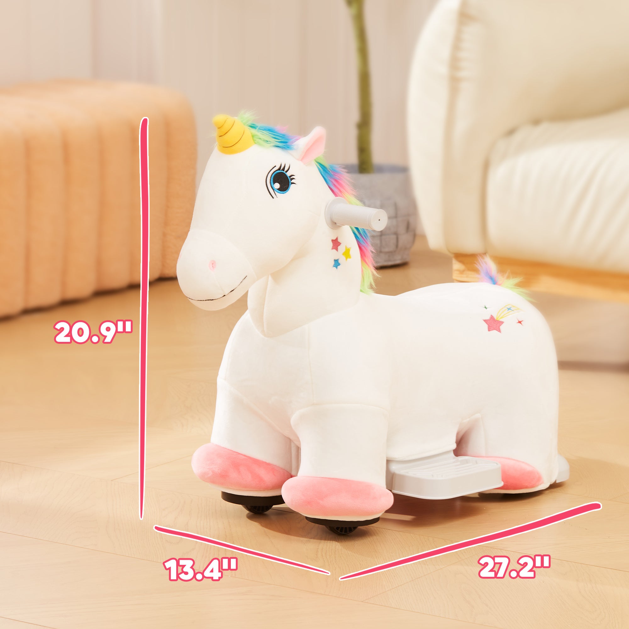 Kids Ride on Unicorn, 6V Battery Powered Electric Ride on Animal Toy w/ Music Forward, Foot Pedal for Aged 18-36 Months