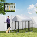 Outdoor Dog Kennel with Roof, 6' x 6' x 6' Heavy Duty Welded Wire Dog Playpen Enclosure with Escape-proof Lock