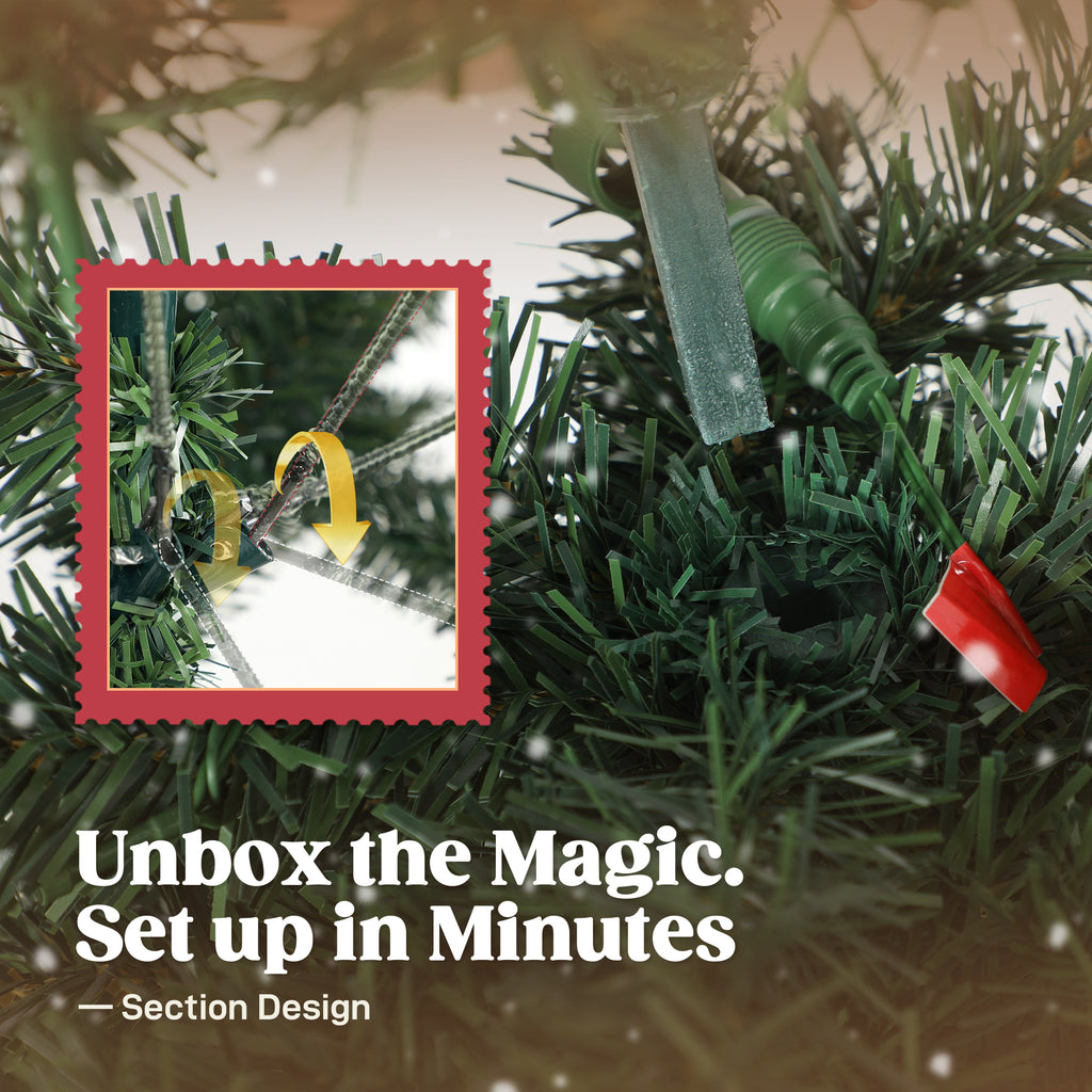 5 ft Prelit Christmas Tree, Whimsical Xmas Tree Slim High Mountain Fir with 100 LEDs and Metal Stand, Green
