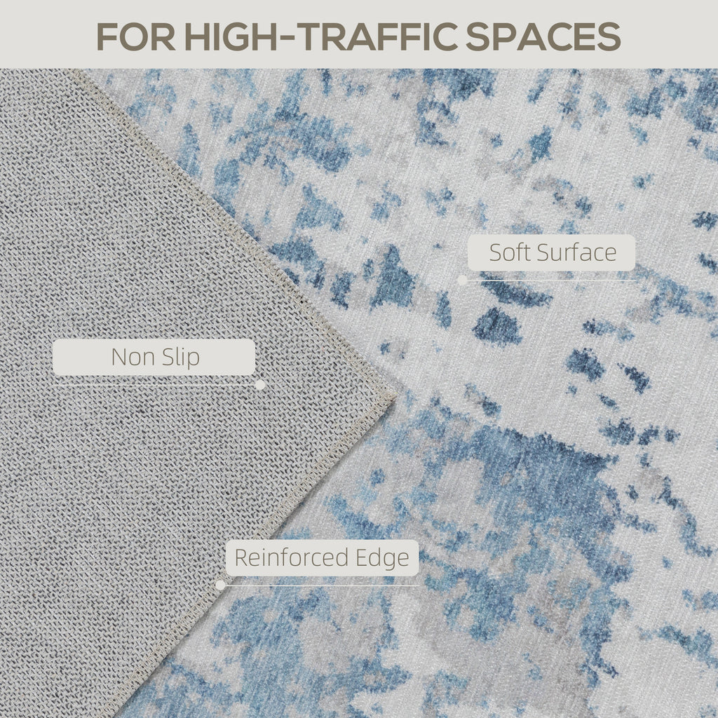 Area Rug 5x7, Machine Washable Rug, Non-Slip Modern Abstract Floor Carpet for Living Room, Bedroom, Dining Room, Blue