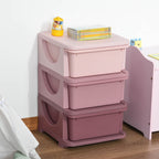 3 Drawers Kids Storage Unit, 3 Tier Stackable Toy Organizers and Storage Chest for Bedroom, Nursery, Playroom, Living Room, Boys, Girls, Toddlers, Pink