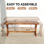 Rustic Outdoor Wooden Bench, Backless Garden Bench Patio Loveseat with X-Shape Base for Porch, Park, Carbonized