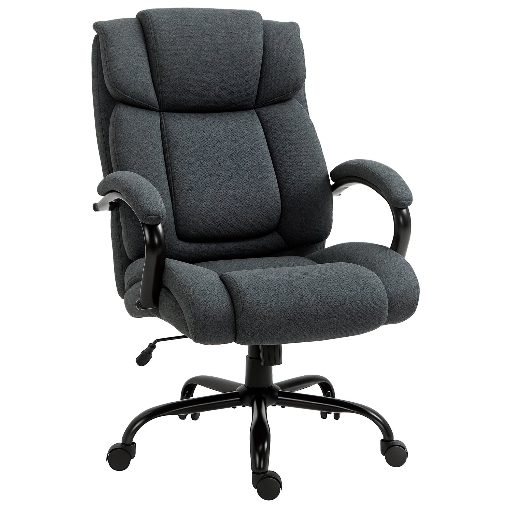 Executive Office Chair with Wide Seat, Computer Desk Chair with Adjustable Height, Swivel Wheels, Gray