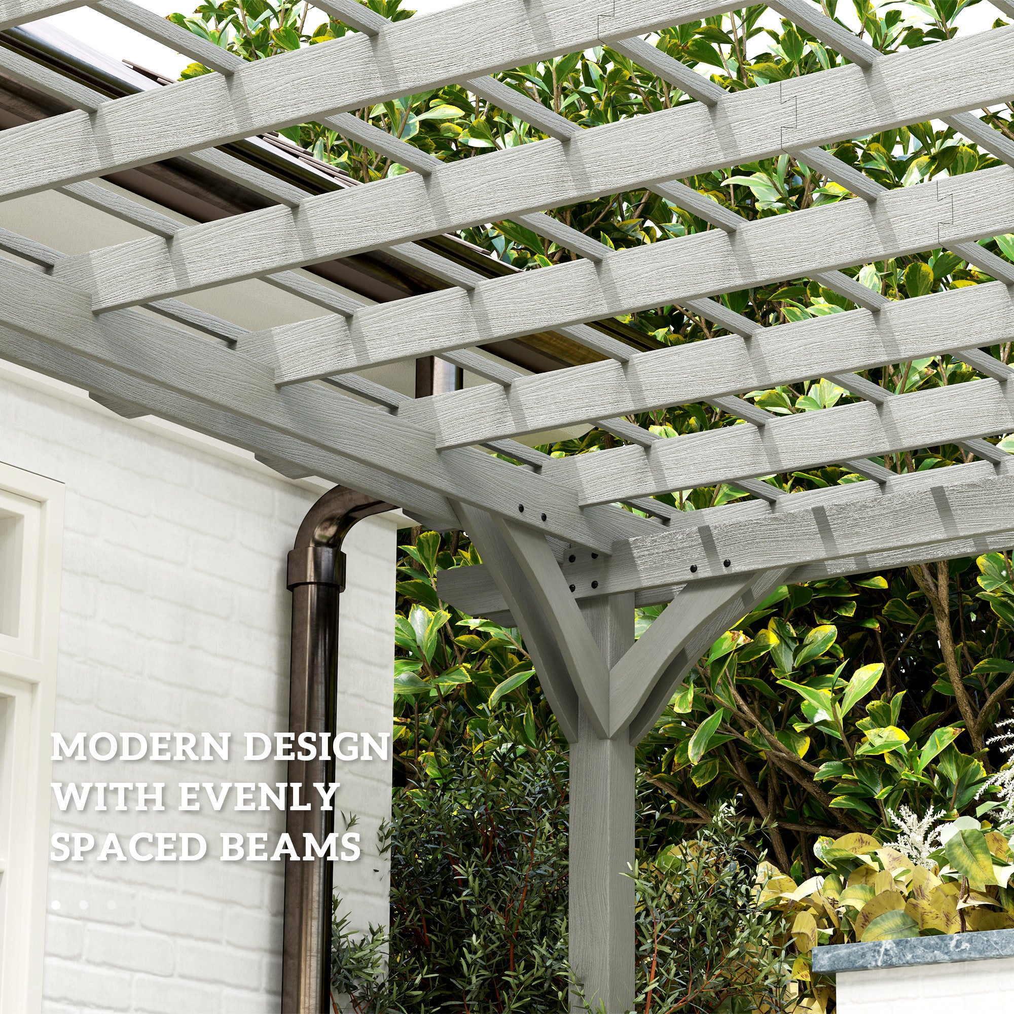 12' x 20' Outdoor Pergola, Wood Gazebo Grape Trellis with Stable Structure for Climbing Plant Support, Gray