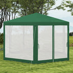 13' x 11' Outdoor Party Tent, Hexagon Sun Shade Shelter Canopy w/ Protective Mesh Sidewalls, Ropes & Stakes, Green