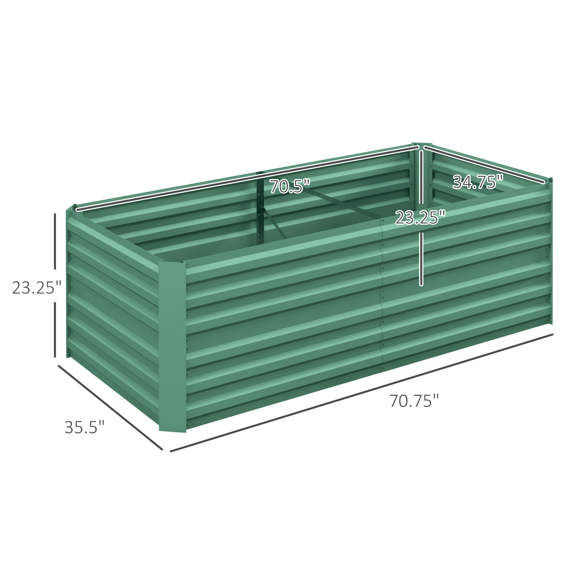 Galvanized Raised Garden Bed, Steel Outdoor Planters with Reinforced Rods, 71" x 36" x 23", Light Green