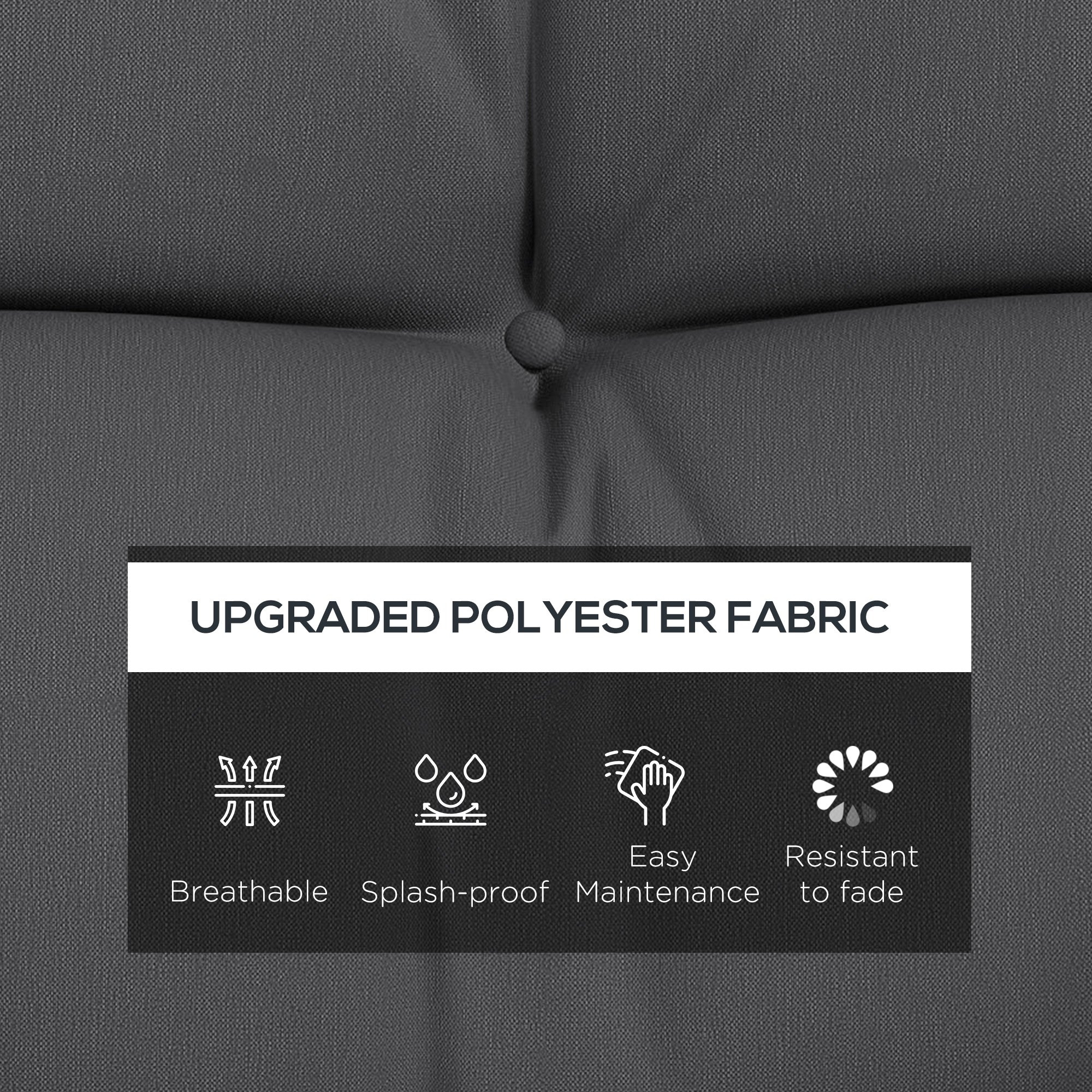 59" Tufted Bench Cushions & Throw Pillows, Replacement Bench Seat Pad, Back & 2 Pillows for Outdoor Furniture, Charcoal