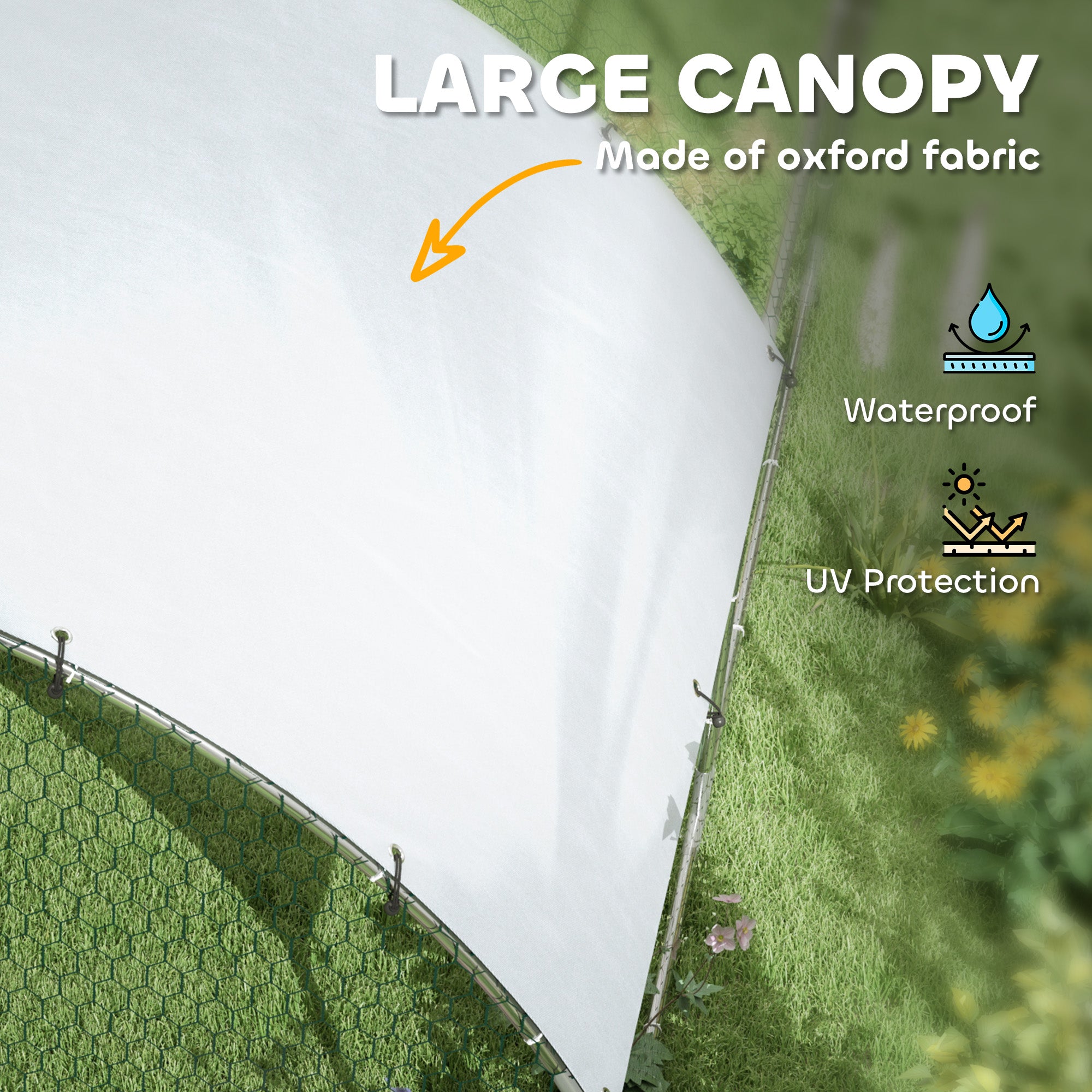 Large Metal Chicken Coop with Waterproof and Anti-UV Cover for Yard, Outdoor, Duck, Rabbit, 9.2' x 31.2' x 6.5'