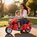 2-Seat 12V Kids Electric Ride-On Motorcycle with Storage Trunk, 3-Wheel Motorbike with MP3 and Bluetooth, 43.5'' L x 19'' W x 26.5'' H, Red