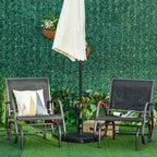 2-Piece Outdoor Glider Swing, Rocking Chair Set with Breathable Mesh Fabric, Sturdy Durable Frame, Curved Armrests, Supports Up to 264 lbs., for Backyard, Garden, Porch, Black