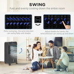 3-In-1 Ice Cooling Fan, Mobile Evaporative Air Cooler with Remote, Timer, Oscillating for Home Office, Bedroom, Black
