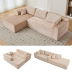 Compressed Sofa Minimalist Sectional with Comfy Chaise, Modular Oversized Sofa for Living Rooms, 110'' L x 70.5'' W x 23.5'' H, Beige