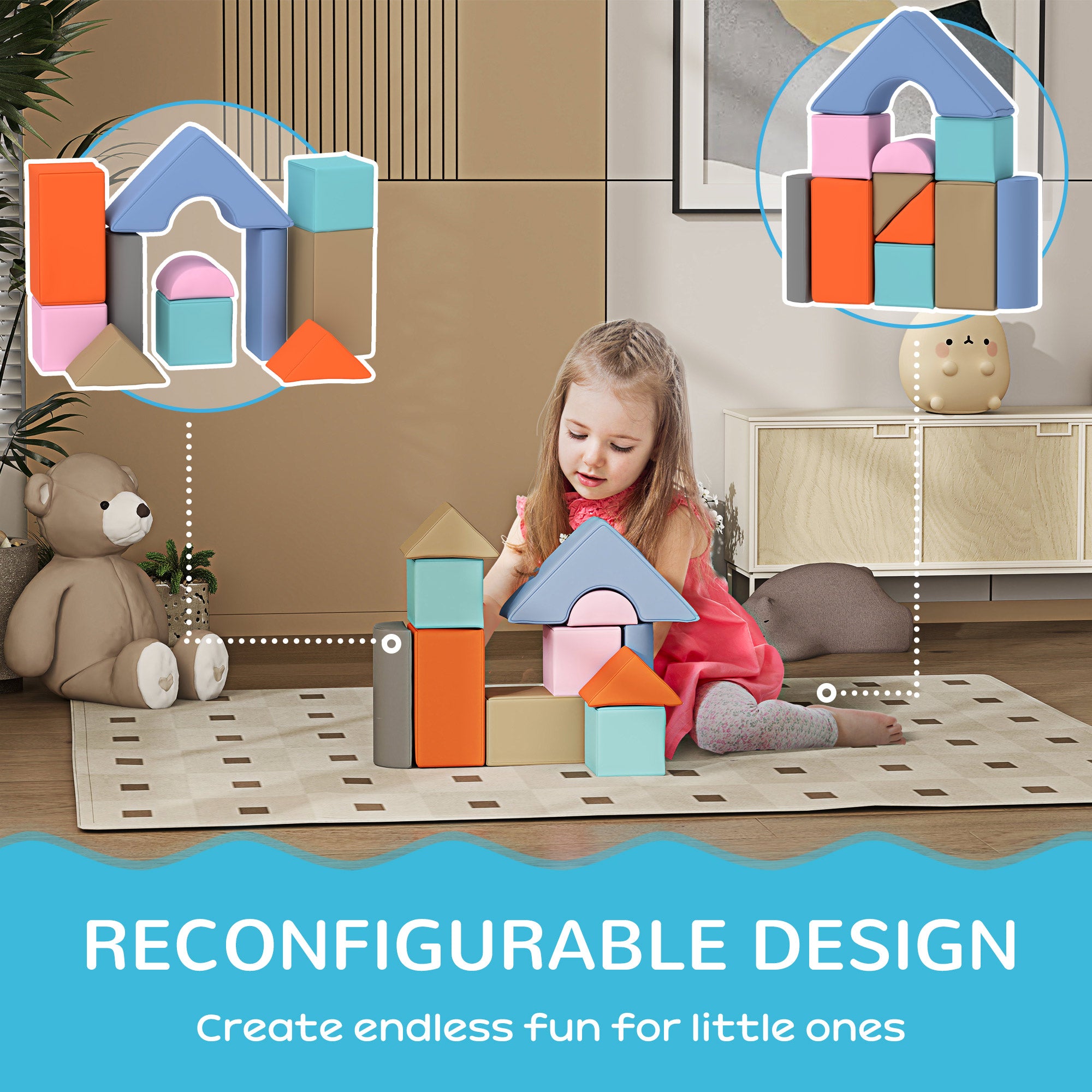 11 Piece Soft Play Set for Toddlers 6-72 Months, Child Development & Color Coordination, Contemporary
