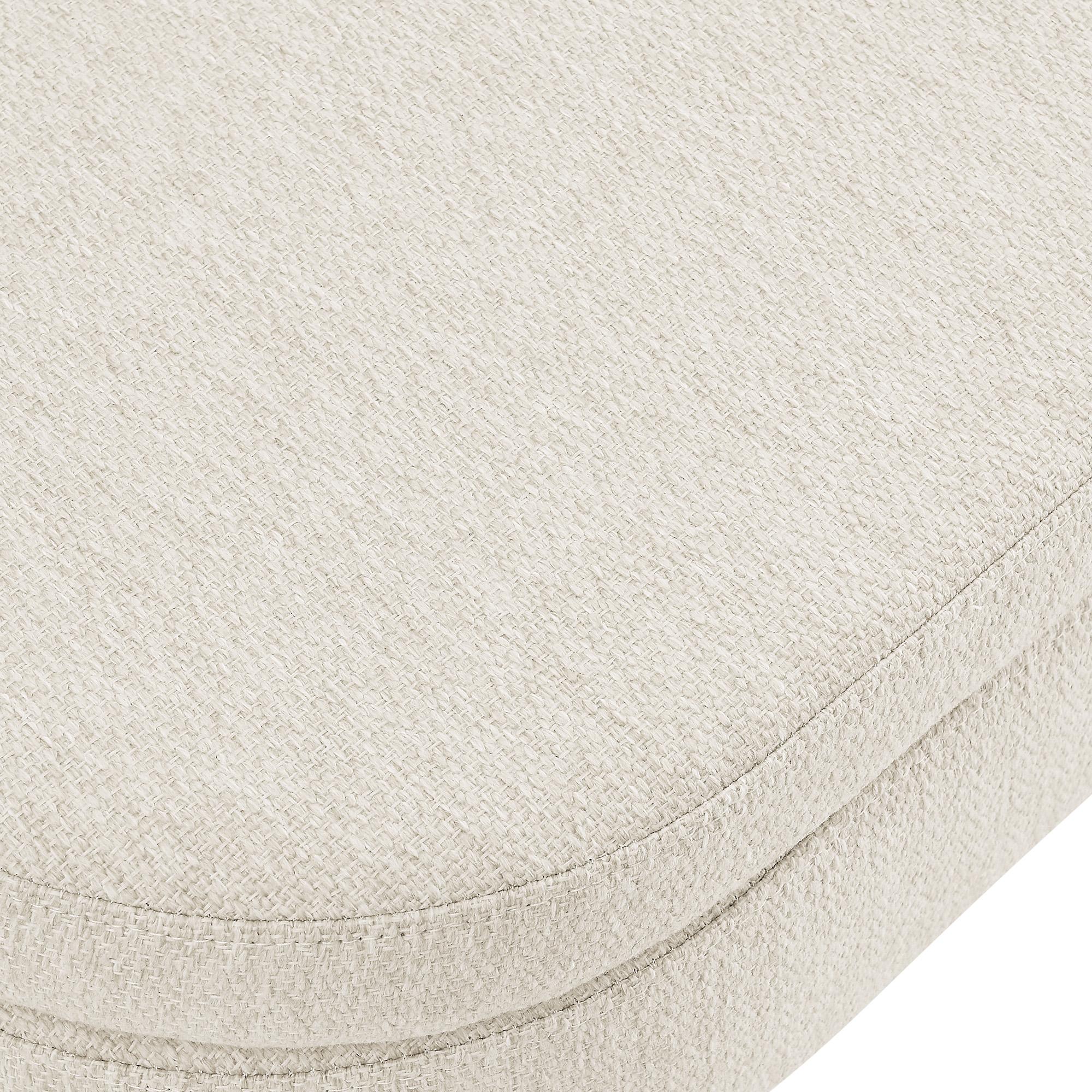 Oval Storage Ottoman Bench with Pleated Linen Fabric, Hidden Storage Footstool with Handmade Rubberwood Legs, 43.5" L x 16" W x 16" H, Beige