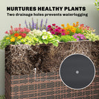 Tall Rectangular Planter with Removable Liner, Holes, PE Wicker Large Planter Box for Indoor Outdoor Plants, Brown