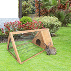 Rabbit Hutch Outdoor, Wooden Chicken Coop with Run, Outdoor Small Animal Cage for Rabbit, Small Duck and Chicken, Brown