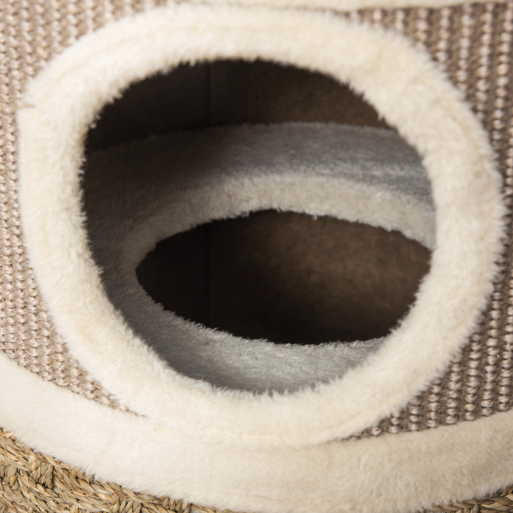 28 Inch Cat Condo, 3 Story Cat Hideaway with Sisal Scratching Pad