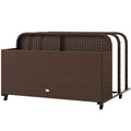 PE Rattan Pool Float Storage Organizer with Wheels, Brown