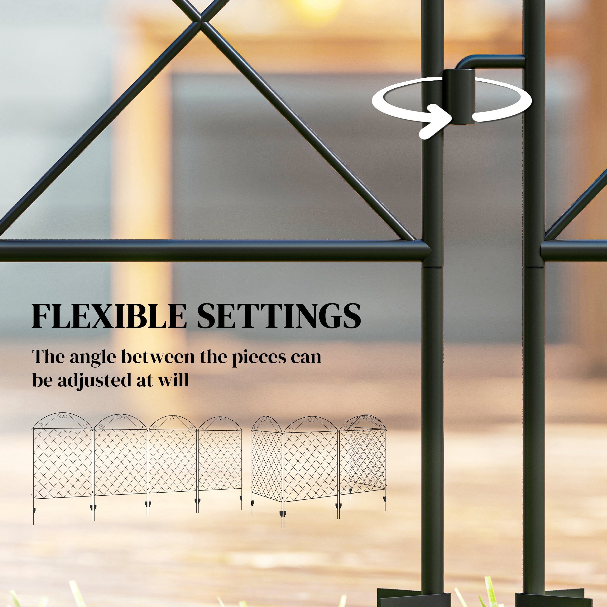 Garden Fence, 4 Pack Steel Fence Panels, 11.5' L x 43" H, Rust-Resistant Decorative Border Flower Edging for Yard, Landscape, Patio, Outdoor Decor, Curved Vines