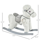 Kids Rocking Horse with Bear Toy, Plush Animal Rocker with Fun Realistic Sounds for Toddler 18-36 Months, White