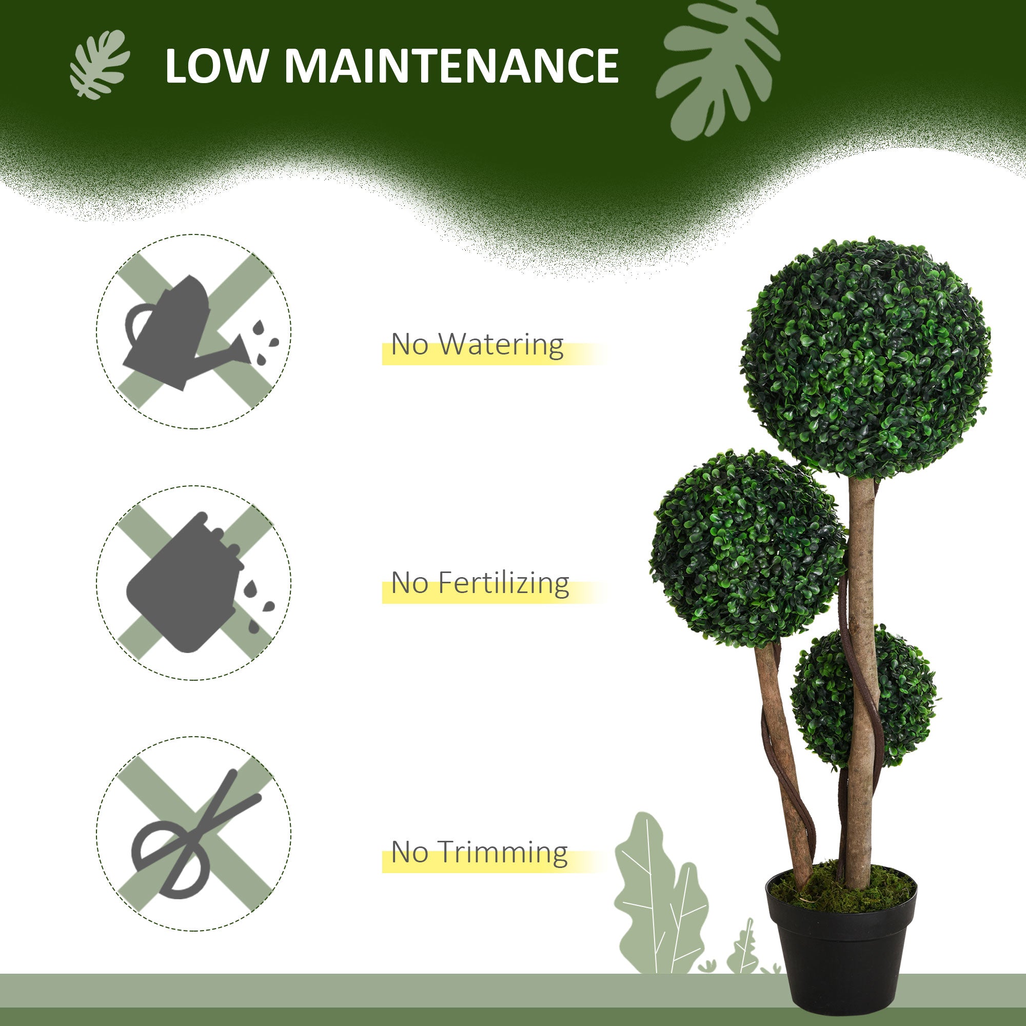 Artificial Plant for Home Decor Indoor & Outdoor Fake Plants Artificial Tree in Pot, Dark Green