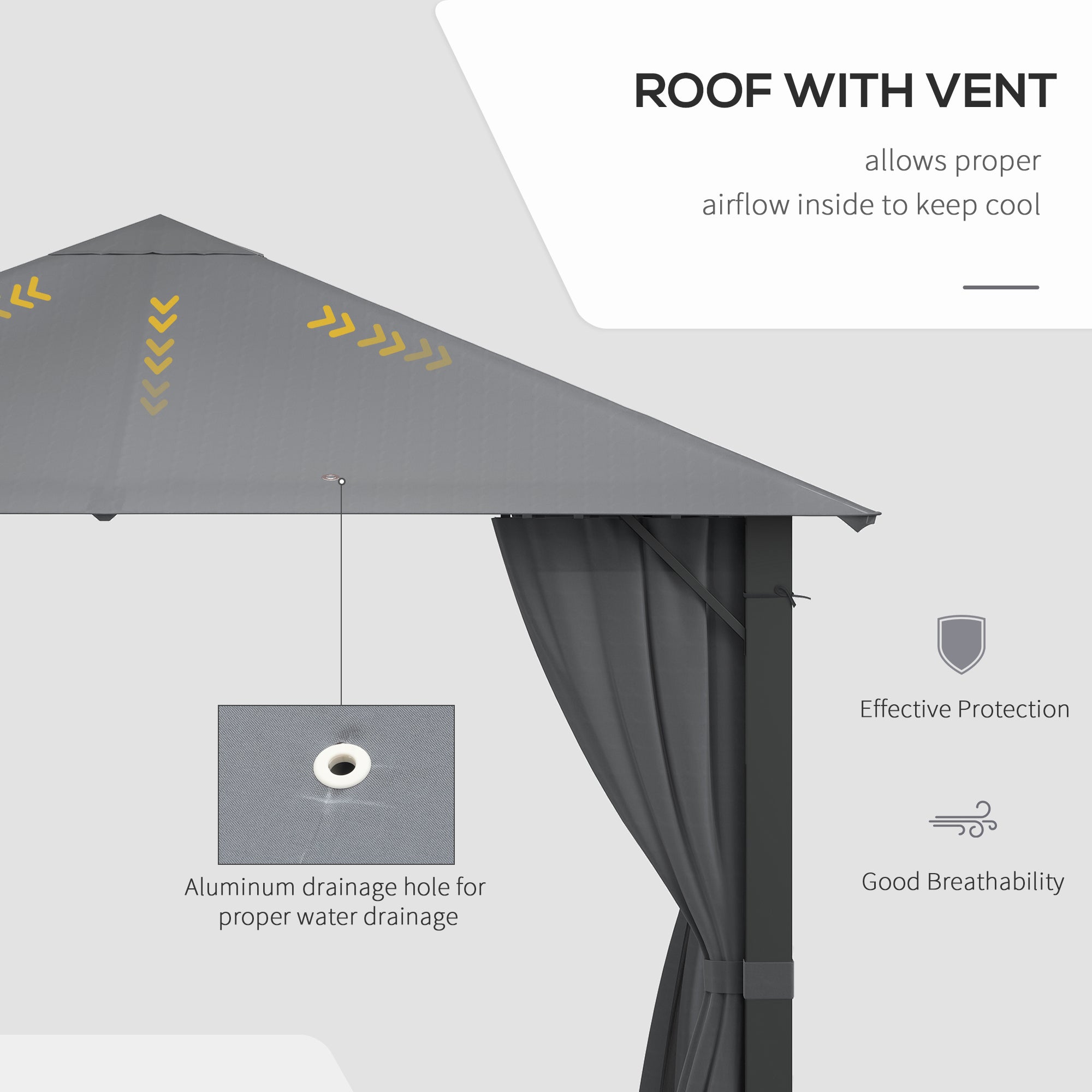 10' x 10' Patio Gazebo, Outdoor Gazebo Canopy Shelter with Netting & Curtains, Vented Roof, for Garden, Lawn, Backyard and Deck, Black