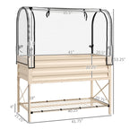 Raised Garden Bed with Legs and Cover, Metal Elevated Planter Box with Bottom Shelf and Liner for Vegetables, Cream