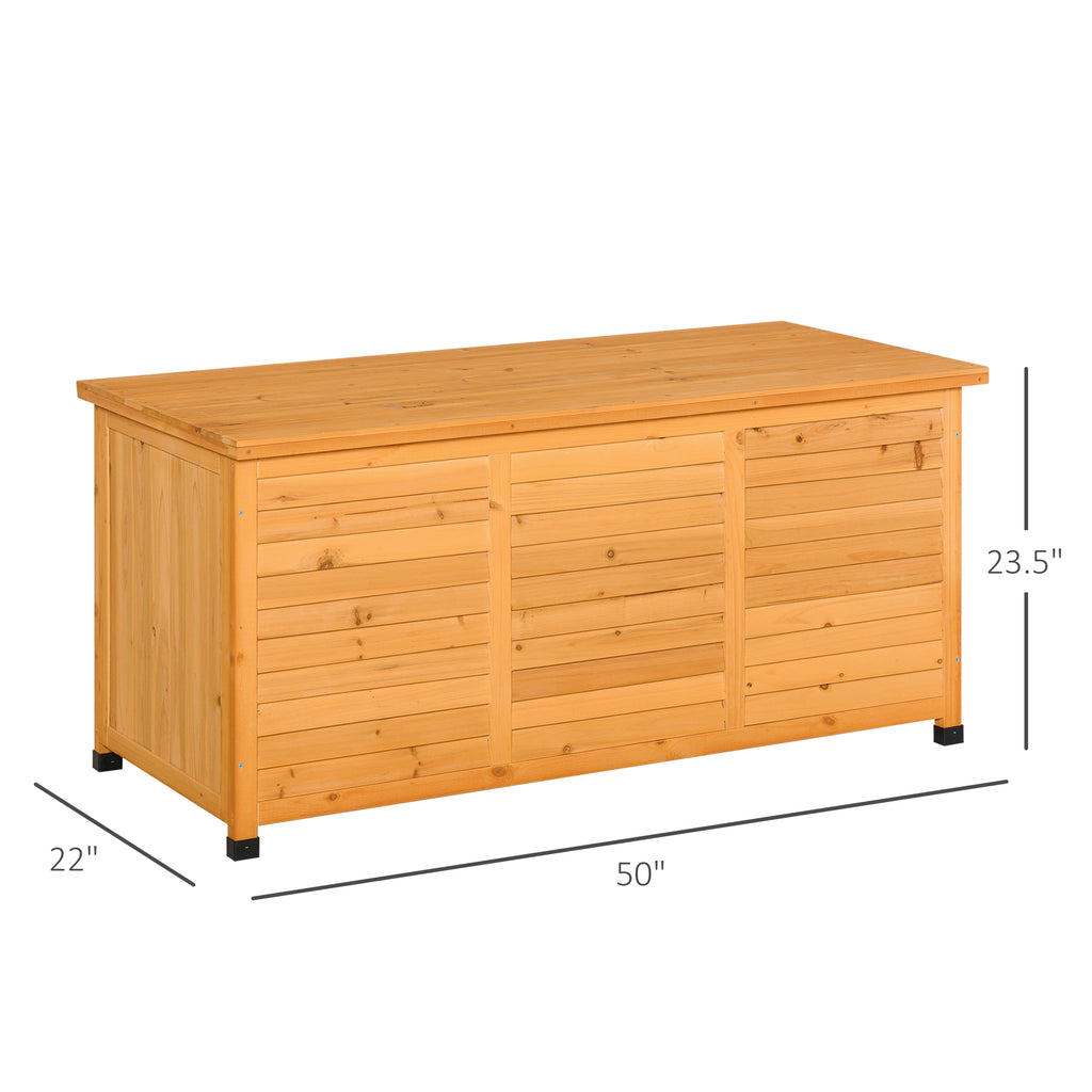 75 Gallon Wooden Deck Box, Outdoor Storage Container with Aerating Gap & Weather-Fighting Finish, Yellow