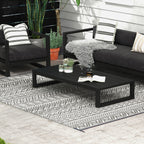 Reversible Outdoor Rug Carpet RV Camping Rugs with Carry Bag, 8' x 10', Gray & Cream White Boho