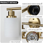 38.5" Modern 6-Light Vanity Wall Sconce with Frosted Glass Shades, Golden Finish, Easy Installation, 38.5" L x 6.5" W x 10" H, Gold