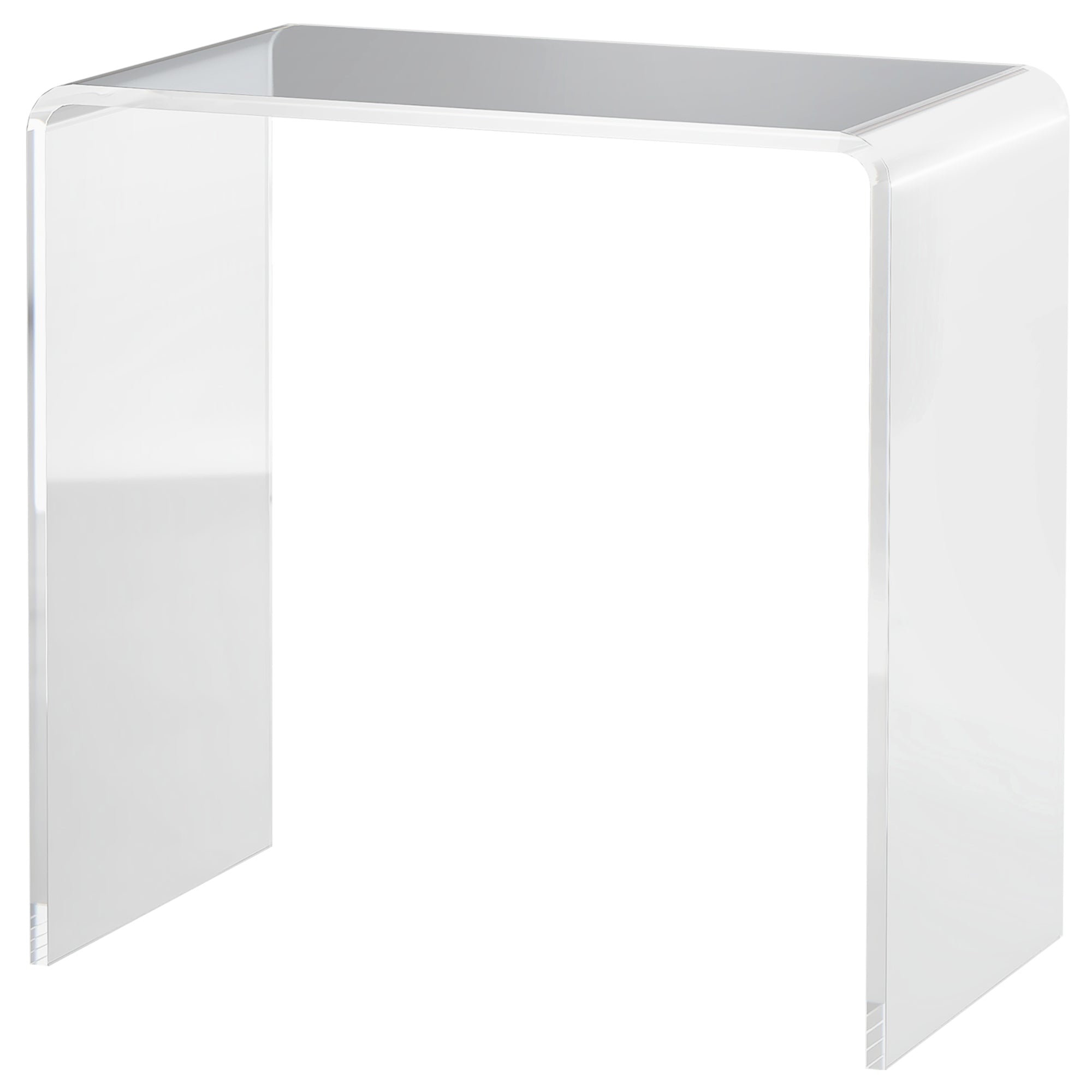 Modern Acrylic End Table, Waterfall Side Table with Rounded Edges and Storage for Small Spaces, 21" x 12" x 21", Clear