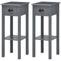 2-Tier Nightstand, Side Table with Drawer and Shelf for Living Room or Bedroom, Set of 2, Gray