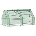6' x 3' x 3' Portable Greenhouse, Garden Hot House with Two PE/PVC Covers and 2 Roll Up Windows, Green