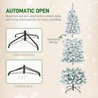 6ft Pre-Lit Snow-Flocked Slim Douglas Fir Artificial Christmas Tree with Realistic Branches, 250 LED Lights and 462 Tips