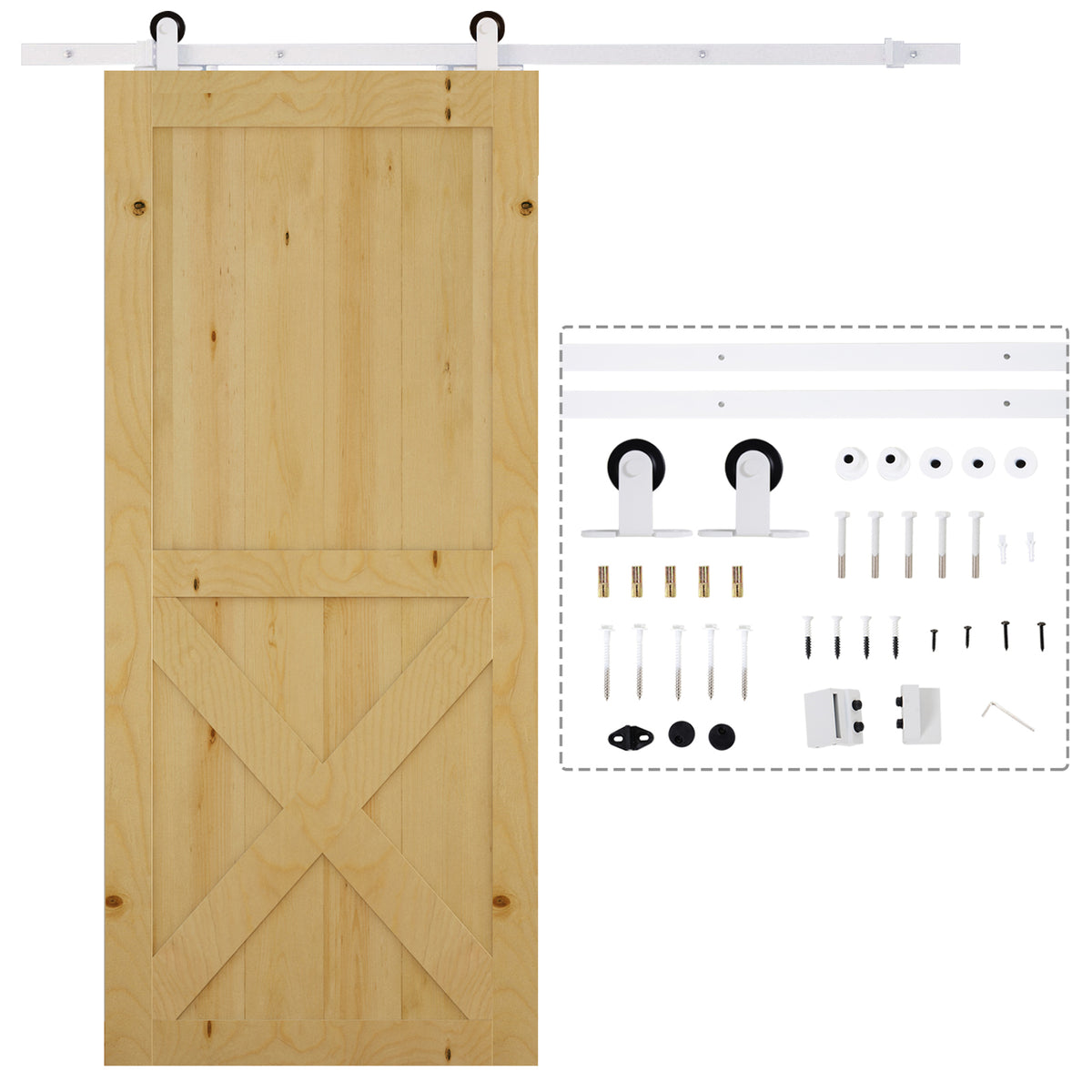 6' Rustic Interior Sliding Barn Door Mounting Hardware Kit - White