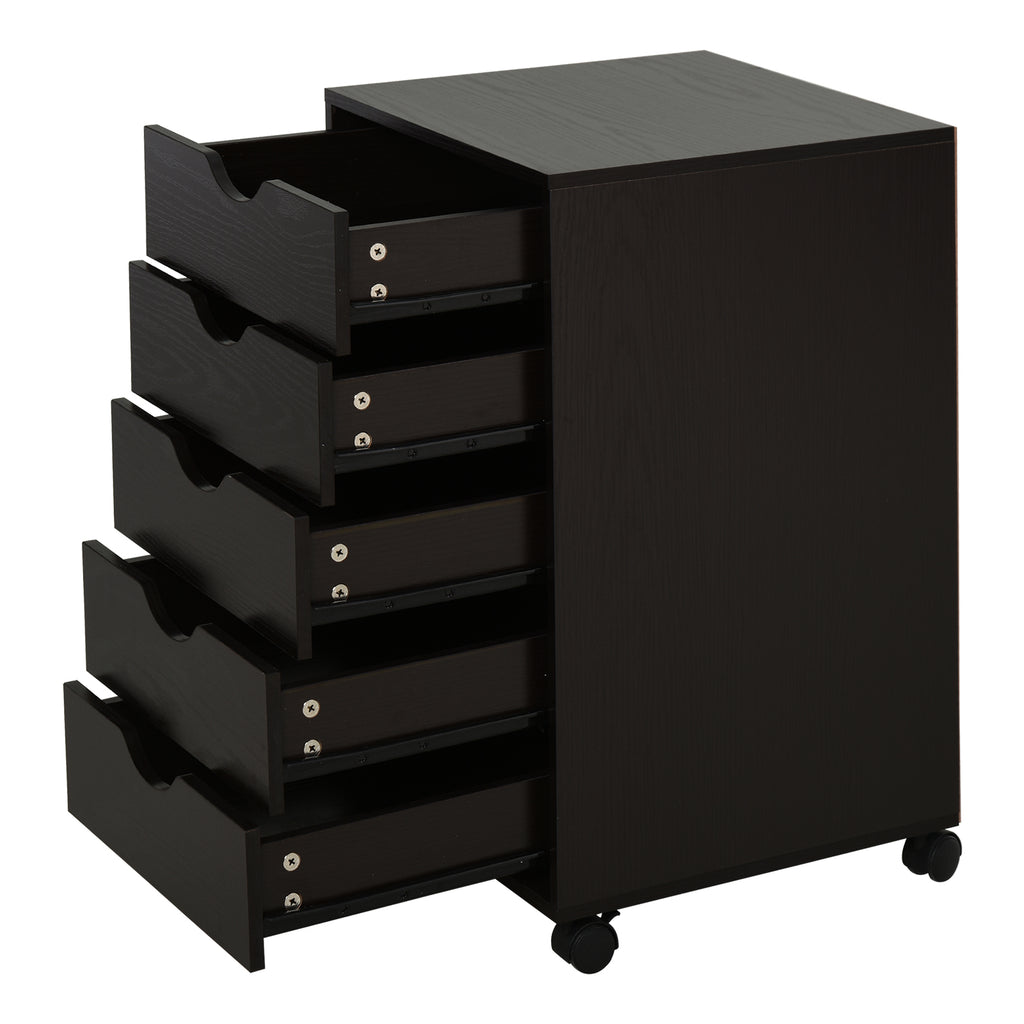 5 Drawer File Cabinet Storage Organizer Filing Cabinet with Nordic Minimalist Modern Style & Wheels, Brown