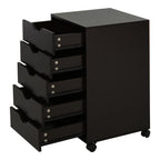 5 Drawer File Cabinet Storage Organizer Filing Cabinet with Nordic Minimalist Modern Style & Wheels, Brown