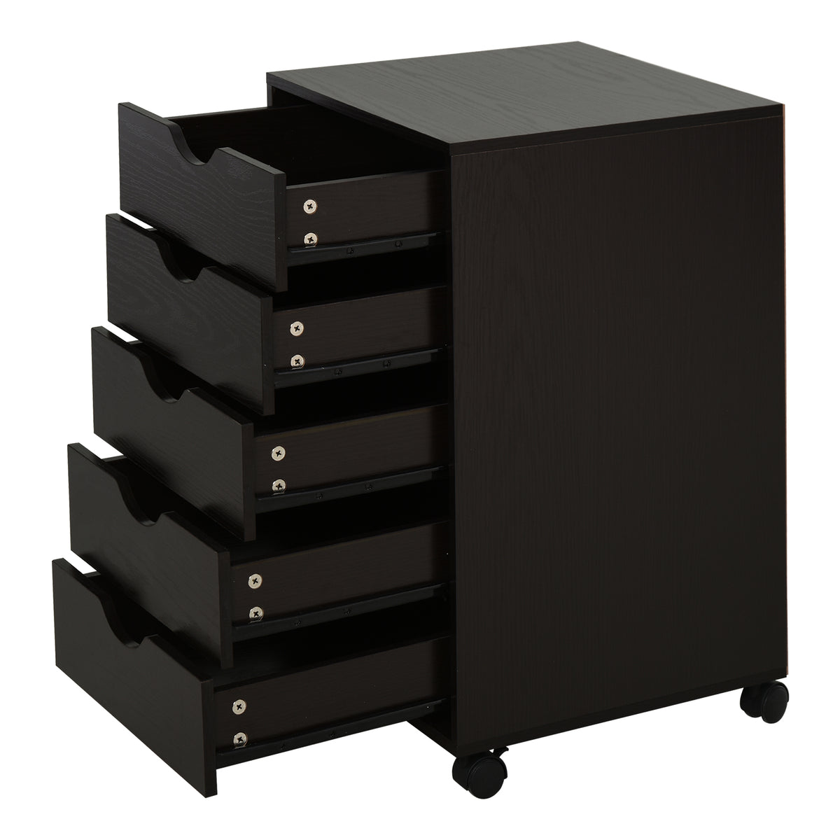 5 Drawer File Cabinet Storage Organizer Filing Cabinet with Nordic Minimalist Modern Style & Wheels, Brown