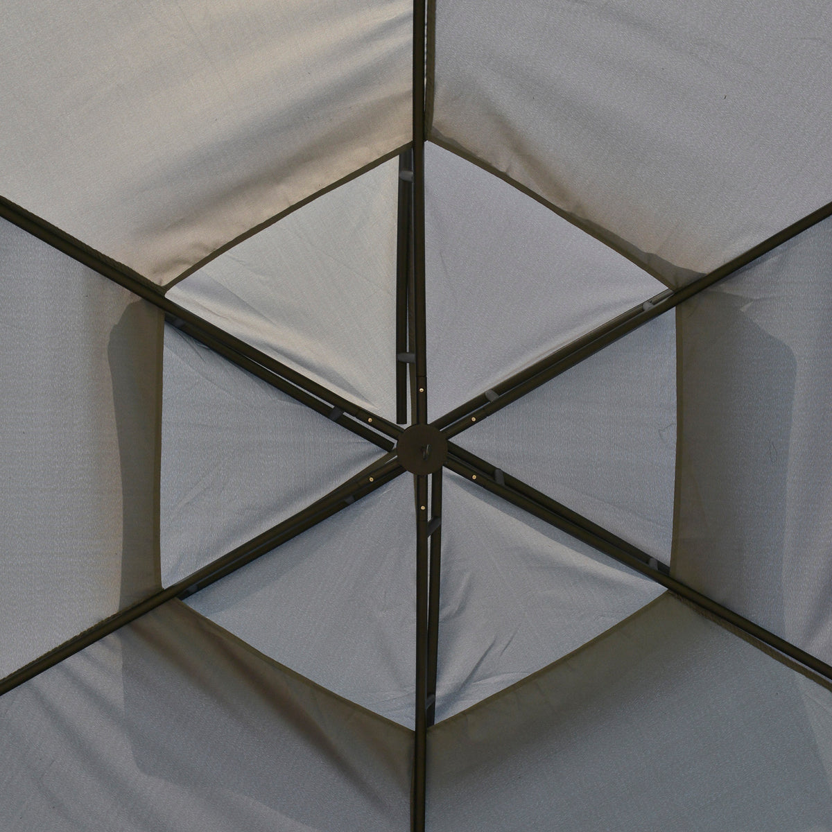 12' x 12' Round Outdoor Gazebo, Patio Dome Gazebo Canopy Shelter with Double Roof, Netting Sidewalls and Curtains, Zippered Doors, Strong Steel Frame, Grey
