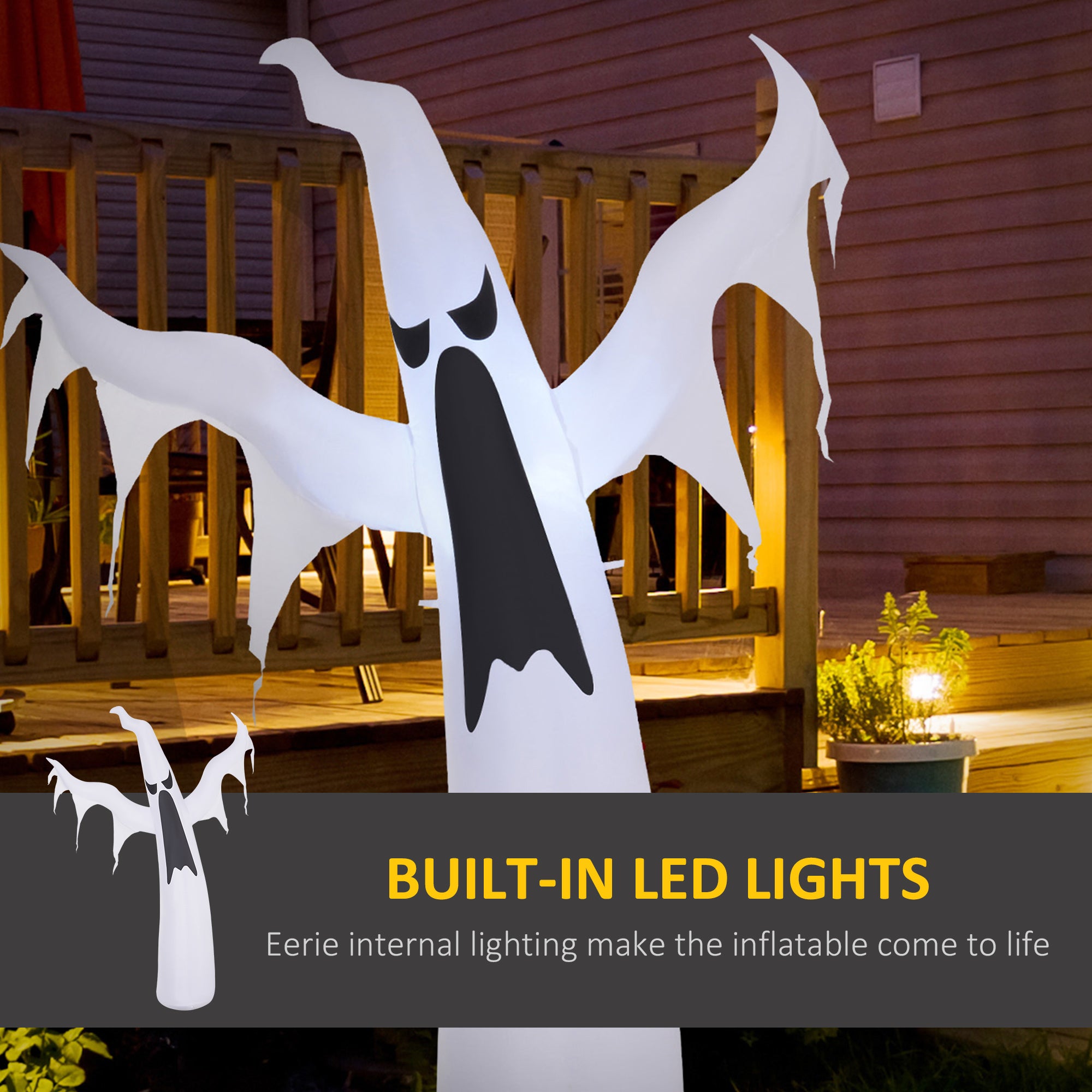 6' Tall Halloween Inflatables Outdoor Decorations White Ghost, Light Up Blow Up Yard Decor with LED Light and Fan Indoor Outdoor for Garden, Lawn, Party, Holiday
