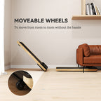 2.5HP Walking Pad, Wood Under Desk Treadmill with Remote Control, Transport Wheels and LED Display for Home Gym Office