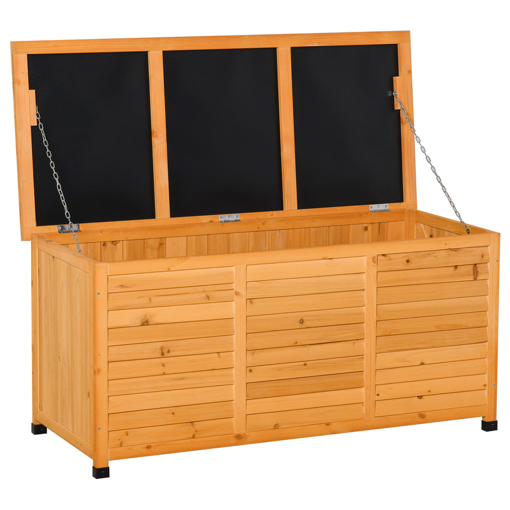 75 Gallon Wooden Deck Box, Outdoor Storage Container with Aerating Gap & Weather-Fighting Finish, Yellow