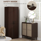 63" 2-Door Kitchen Pantry, Freestanding Cabinet with 2 Adjustable Shelves for Dining Room, Cinnamon Cherry Wood Grain