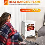 Fireplace Stove, Electric Fireplace Heater with Realistic LED Flames and Logs, 725W/1450W, White