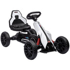 Kids Pedal Go Kart W/ Adjustable Seat, Swing Axle, White