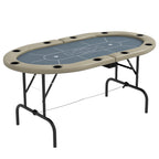 Foldable Poker Table Blackjack Texas Holdem Poker Game Table with Cup Holders, 70" Oval, Blue
